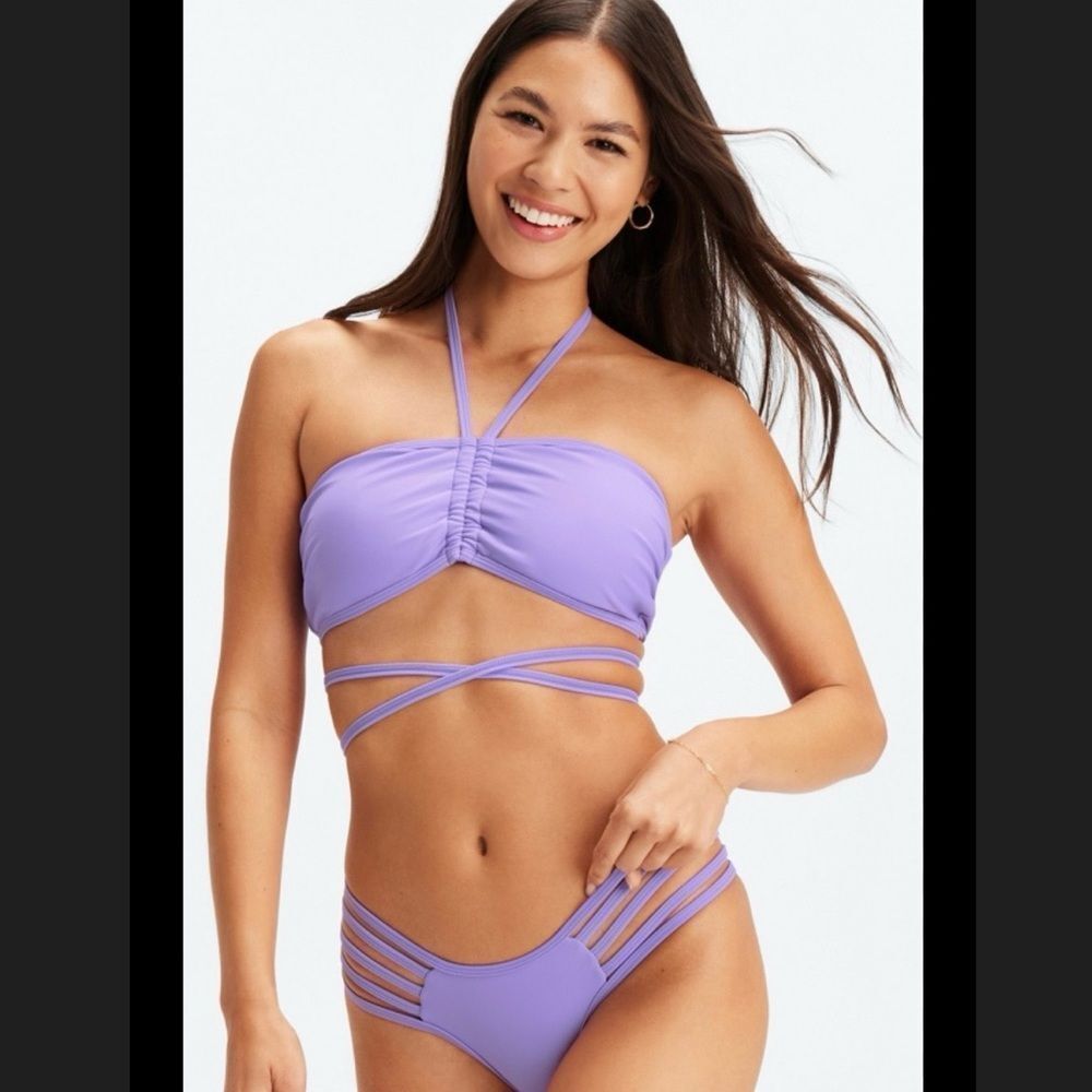 Fabletics Purple Strappy Two Piece Cheeky Bikini Set